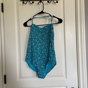 Blue floral one piece swimsuit
